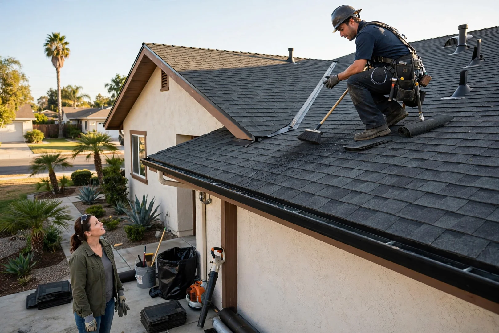 Finished Roofing system setup by La Palma Roofing Company